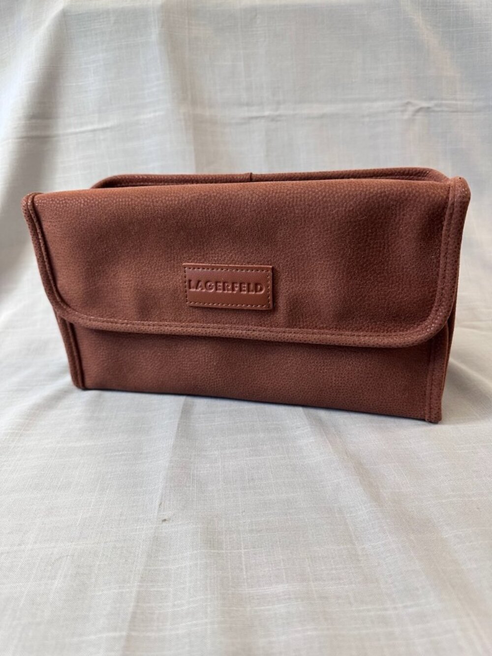 Vintage Lagerfeld Collapsible Brown Faux Suede Travel Case